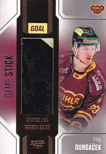 Filip Dundacek Jihlava Chance liga 2022/23 2. serie GOAL Cards Game Used Stick /35 #32