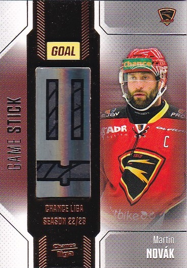 Martin Novak Prostejov Chance liga 2022/23 2. serie GOAL Cards Game Used Stick /35 #40