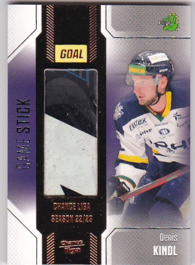 Denis Kindl Sumperk Chance liga 2022/23 2. serie GOAL Cards Game Used Stick /35 #56