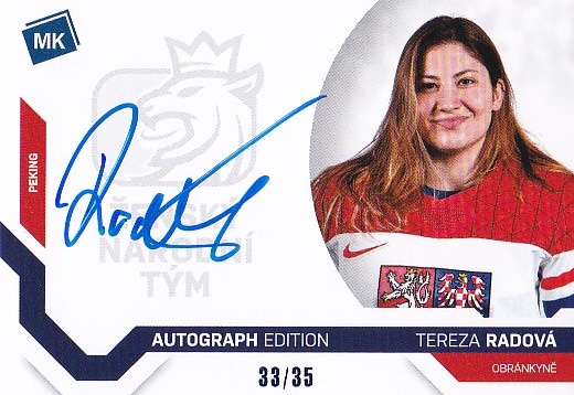 Tereza Radova Reprezentace Moje Karticky Narodni Tym 2021/22 MK Women Olympic team Autograph /35 #AE-07