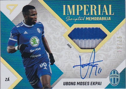 Ubong Moses Ekpai Mlada Boleslav SportZoo FORTUNA:LIGA 2022/23 2. serie Imperial Scripted Memorabilia /25 #IM-UE
