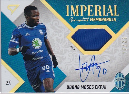 Ubong Moses Ekpai Mlada Boleslav SportZoo FORTUNA:LIGA 2022/23 2. serie Imperial Scripted Memorabilia /25 #IM-UE
