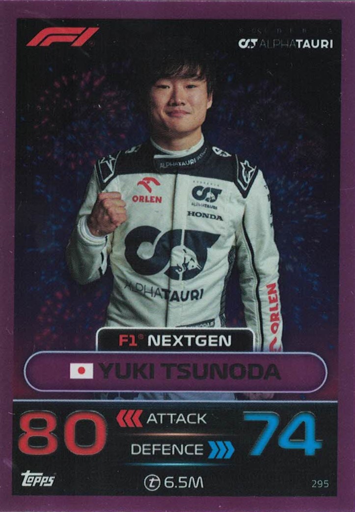 Yuki Tsunoda Scuderia Alpha Tauri F1 Turbo Attax 2023 F1 NEXTGEN - Purple - #295