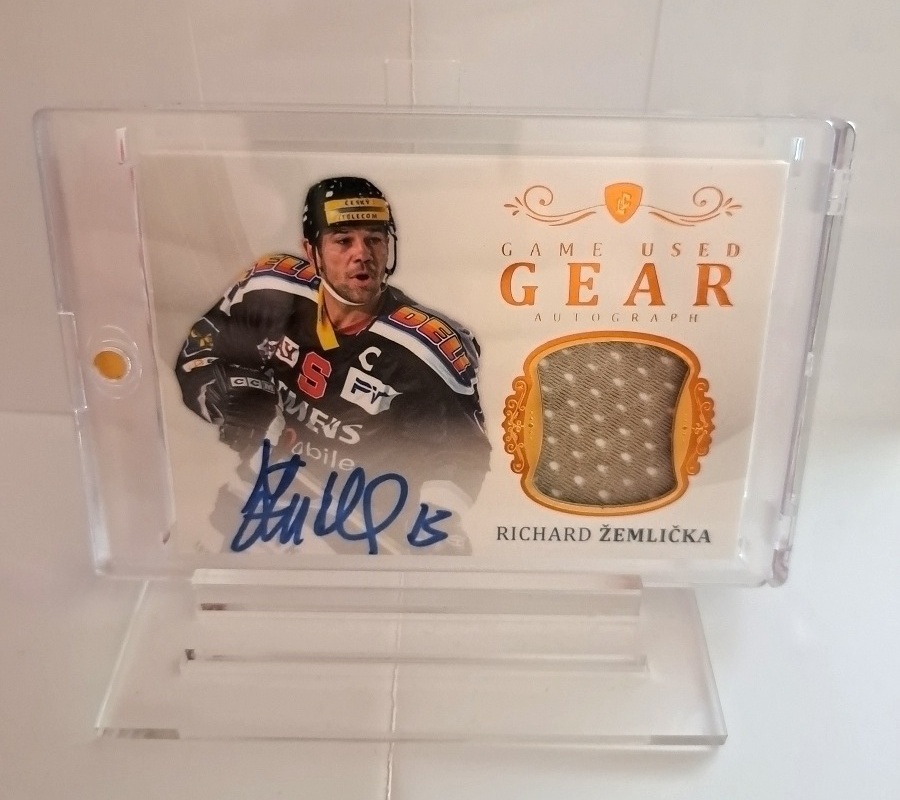 Richard Zemlicka Sparta Praha LC 2023 Rekordy ELH Game Used Gear Sign /8 #GAG3