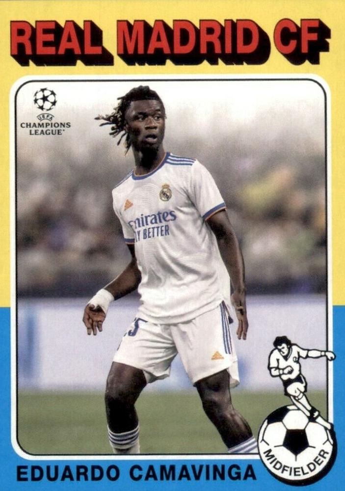 Eduardo Camavinga Real Madrid Topps UEFA Champions League Collection 2021/22 1975-76 Topps Footballer #75-17