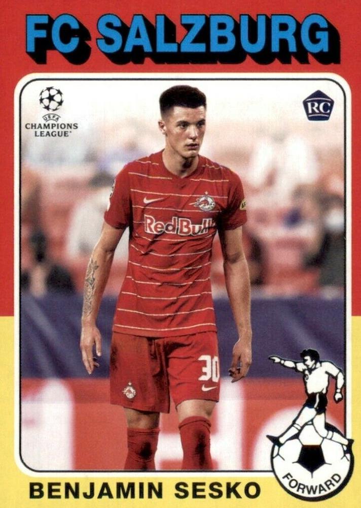 Benjamin Sesko Red Bull Salzburg Topps UEFA Champions League Collection 2021/22 1975-76 Topps Footballer #75-20