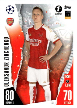 Oleksandr Zinchenko Arsenal 2023/24 Topps Match Attax ChL 1st edition #32
