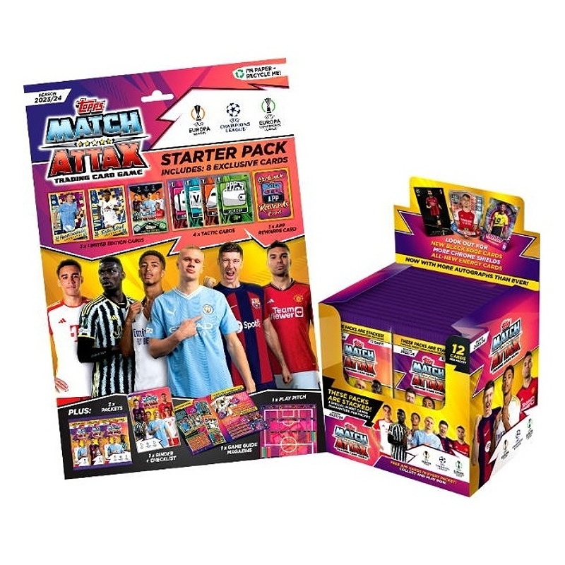 Topps Match Attax UEFA Champions League 2023/24 Box + StarterPack Fotbalové karty