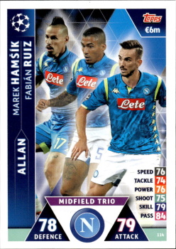 Marek Hamsik / Allan / Ruiz SSC Napoli 2018/19 Topps MA CL Midfield Trio #114