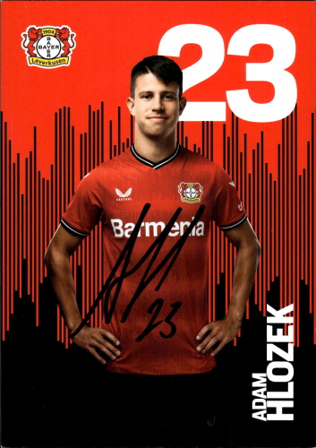 Adam Hlozek Bayer 04 Leverkusen 2022/23 Podpisova karta autogram