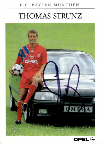 Thomas Strunz FC Bayern Mnichov 1991/92 Podpisova karta Autogram