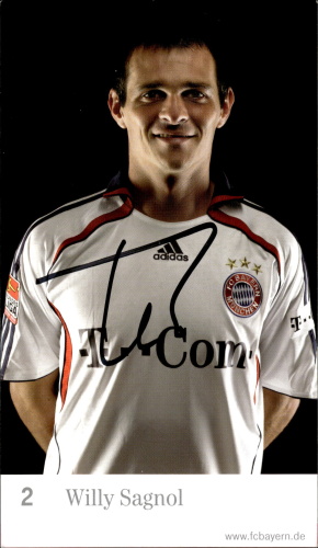 Willy Sagnol FC Bayern Mnichov 2006/07 Podpisova karta Autogram