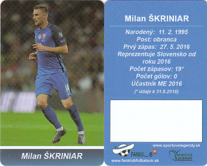 Milan Skriniar Slovensko Fanklub slovenskej reprezentacie #41