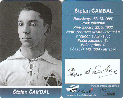Stefan Cambal Ceskoslovensko Fanklub slovenskej reprezentacie reprint autogram #15