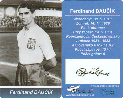 Ferdinand Daucik Ceskoslovensko Fanklub slovenskej reprezentacie reprint autogram #19