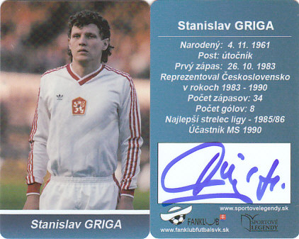 Stanislav Griga Ceskoslovensko Fanklub slovenskej reprezentacie originalni autogram #26