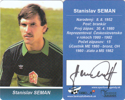 Stanislav Seman Ceskoslovensko Fanklub slovenskej reprezentacie originalni autogram #67