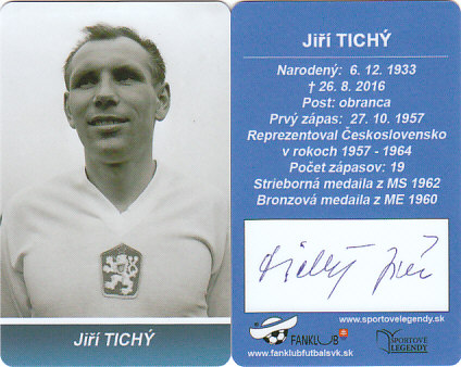 Jiri Tichy Ceskoslovensko Fanklub slovenskej reprezentacie reprint autogram #76