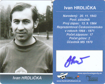 Ivan Hrdlicka Ceskoslovensko Fanklub slovenskej reprezentacie originalni autogram #30