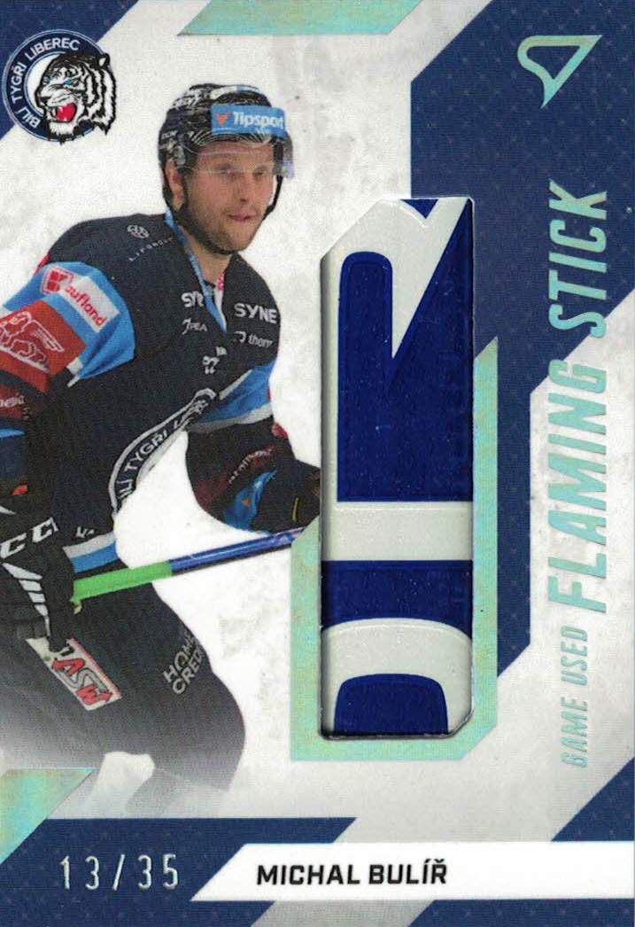 Michal Bulir Liberec Tipsport ELH 2022/23 SportZoo 1. serie Flaming Stick /35 #FS-MB