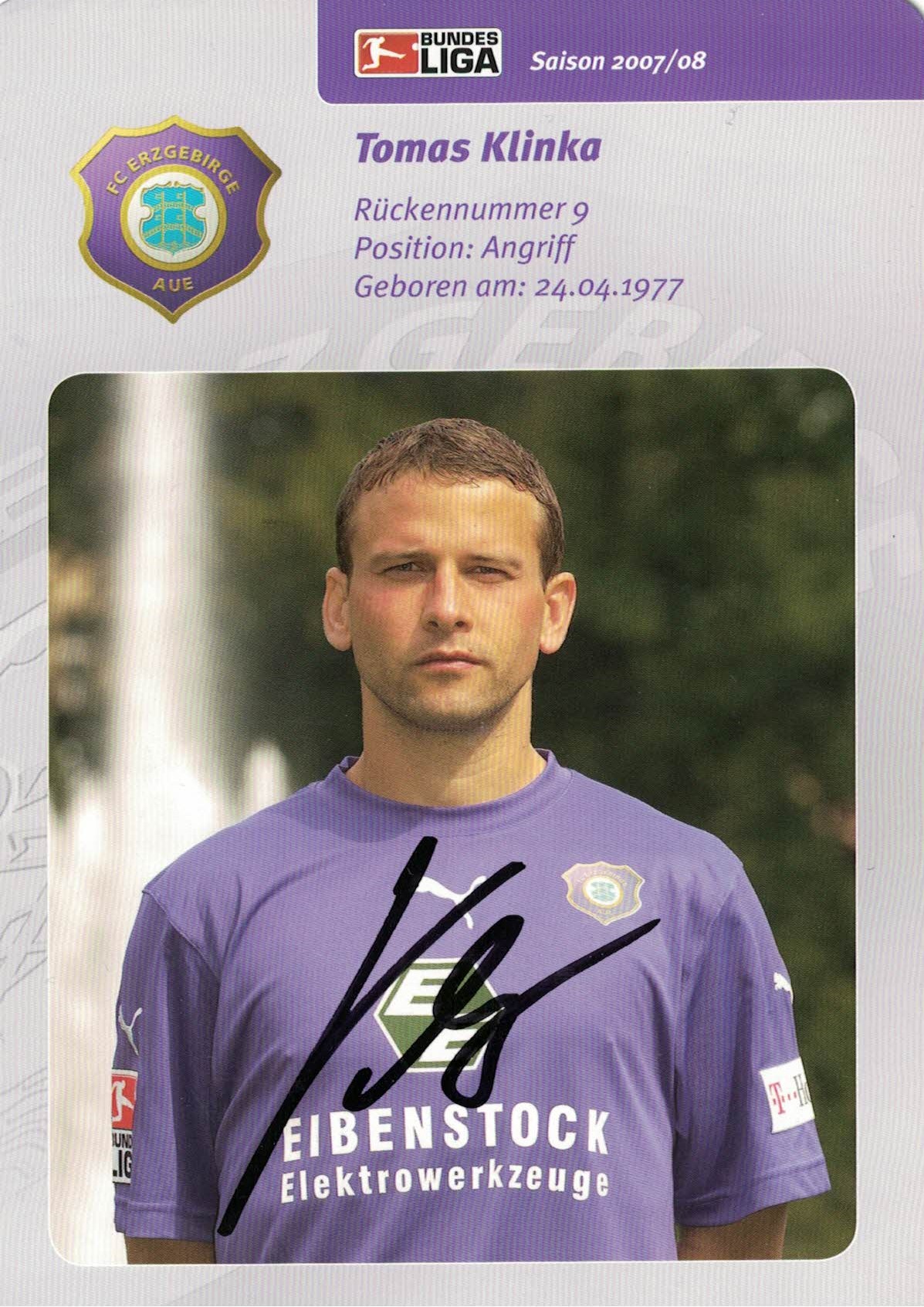 Tomas Klinka FC Erzgebirge Aue 2007/08 Podpisova karta autogram