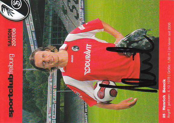 Henrich Bencik SC Freiburg 2007/08 Podpisova karta autogram