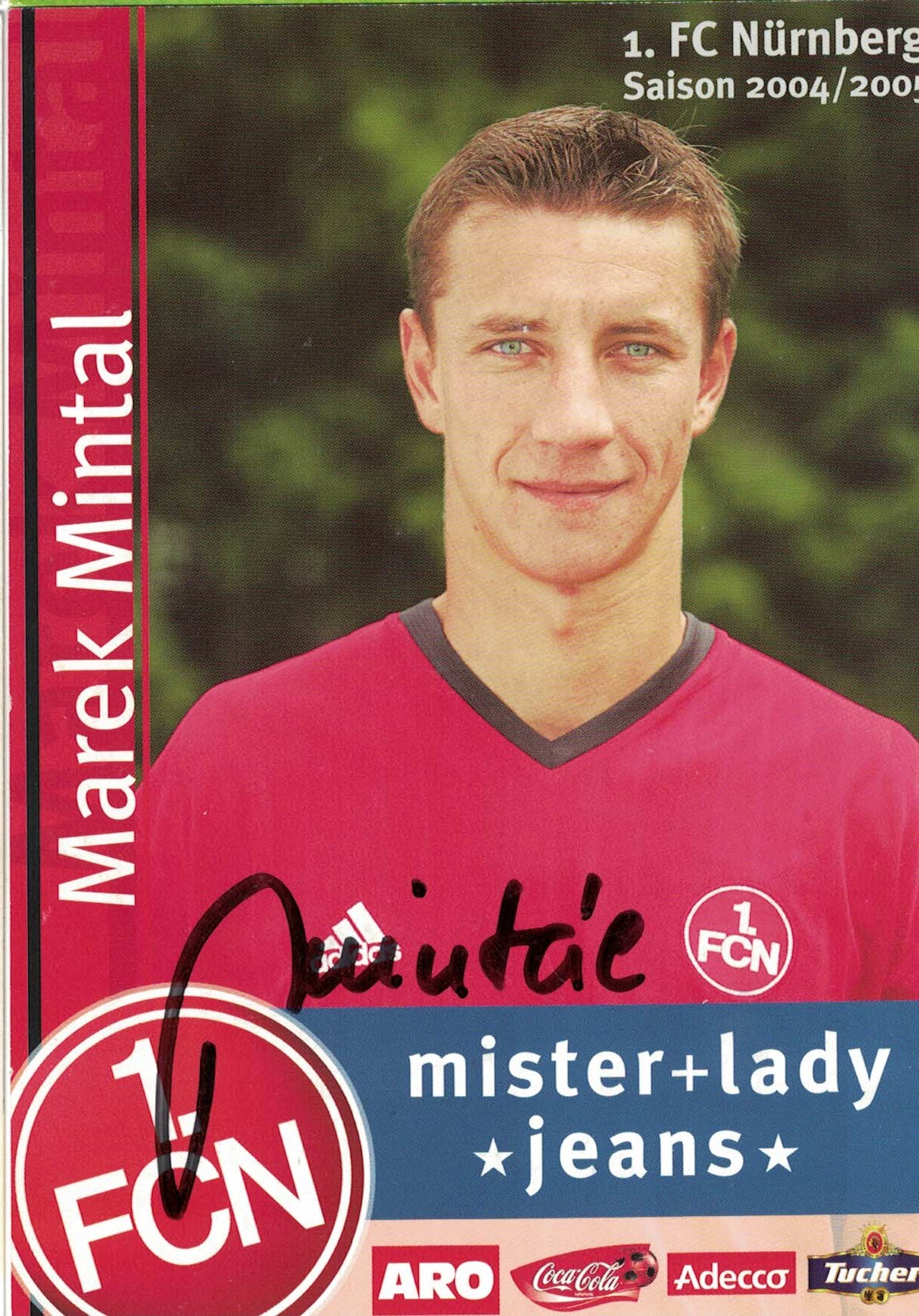 Marek Mintal 1. FC Nurnberg 2004/05 Podpisova karta autogram