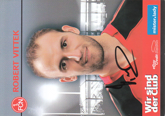 Robert Vittek 1. FC Nurnberg 2006/07 Podpisova karta autogram