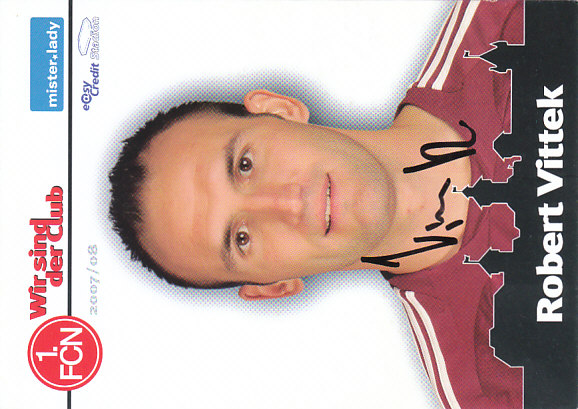 Robert Vittek 1. FC Nurnberg 2007/08 Podpisova karta autogram