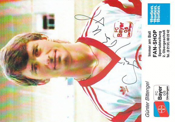 Gunter Bittengel Bayer 05 Uerdingen 1991/92 Podpisova karta autogram