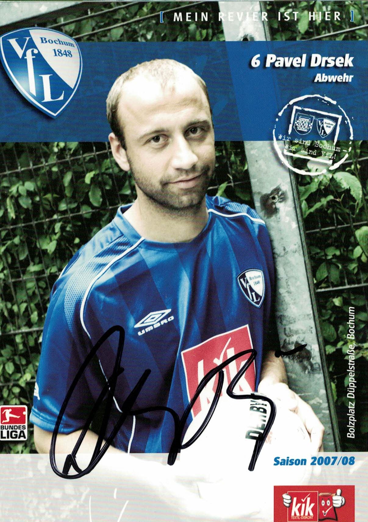 Pavel Drsek VfL Bochum 2007/08 Podpisova karta autogram