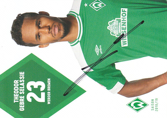 Theodor Gebre Selassie Werder Bremen 2018/19 Podpisova karta autogram