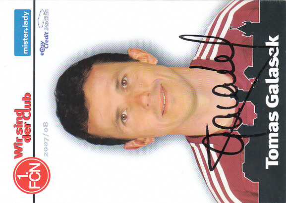 Tomas Galasek 1. FC Nurnberg 2007/08 Podpisova karta autogram