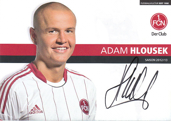 Adam Hlousek 1. FC Nurnberg 2012/13 SPONSOR Podpisova karta autogram