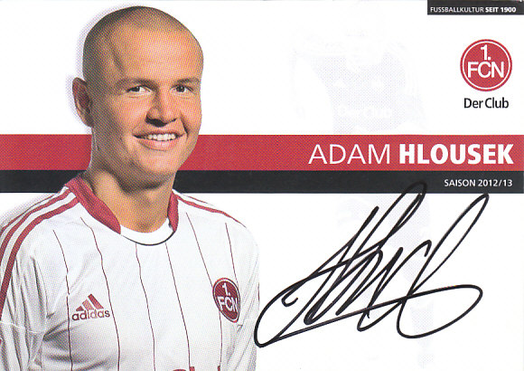 Adam Hlousek 1. FC Nurnberg 2012/13 DER CLUB Podpisova karta autogram