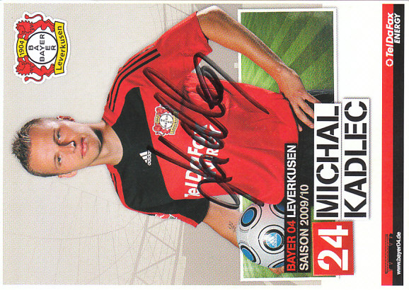 Michal Kadlec Bayer 04 Leverkusen 2009/10 Podpisova karta autogram