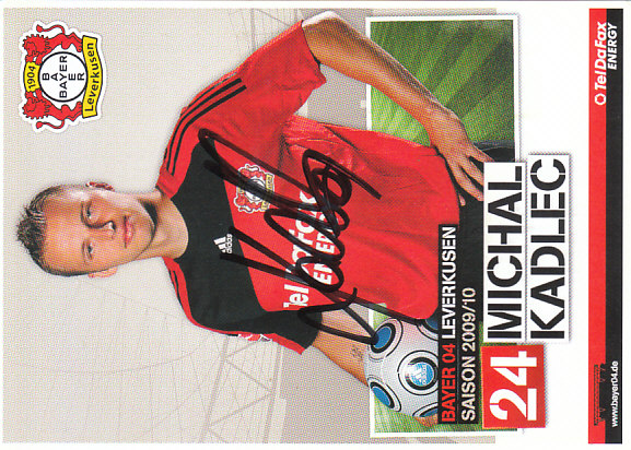 Michal Kadlec Bayer 04 Leverkusen 2009/10 Podpisova karta autogram