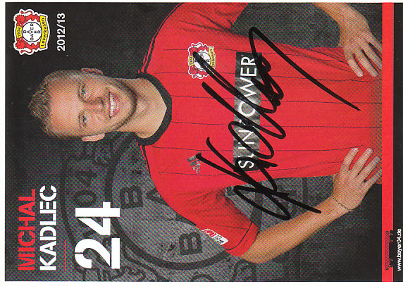 Michal Kadlec Bayer 04 Leverkusen 2012/13 Podpisova karta autogram