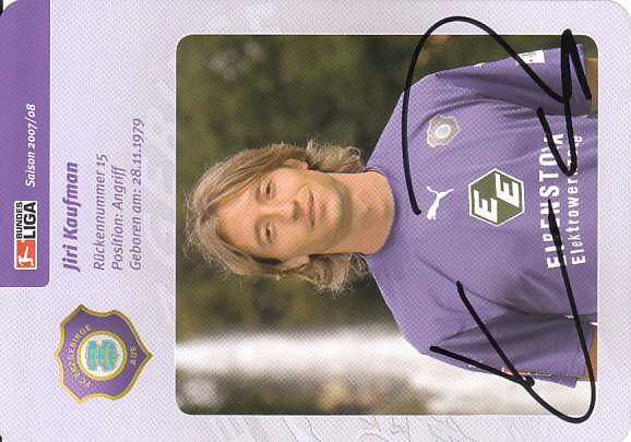 Jiri Kaufman FC Erzgebirge Aue 2007/08 Podpisova karta autogram