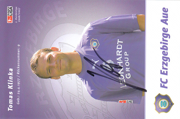 Tomas Klinka FC Erzgebirge Aue 2006/07 Podpisova karta autogram