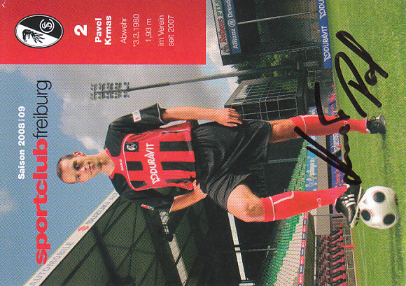 Pavel Krmas SC Freiburg 2008/09 Podpisova karta autogram