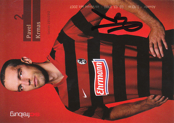 Pavel Krmas SC Freiburg 2011/12 Podpisova karta autogram