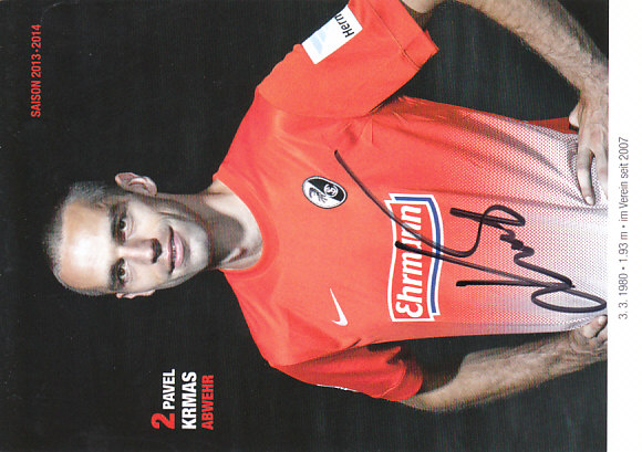 Pavel Krmas SC Freiburg 2013/14 Podpisova karta autogram