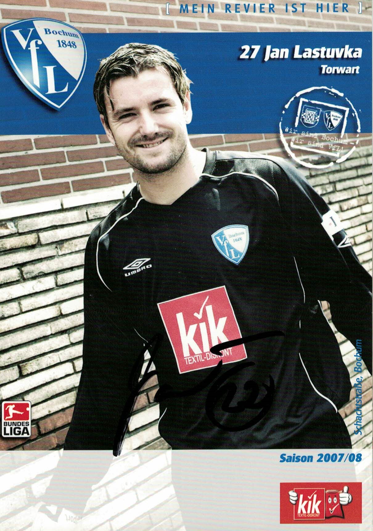 Jan Lastuvka VfL Bochum 2007/08 Podpisova karta autogram