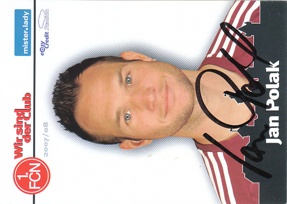 Jan Polak 1. FC Nurnberg 2007/08 Podpisova karta autogram