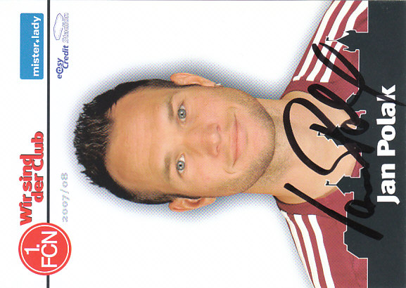 Jan Polak 1. FC Nurnberg 2007/08 Podpisova karta autogram