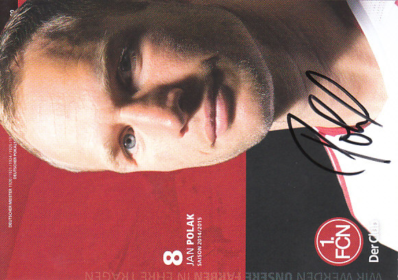Jan Polak 1. FC Nurnberg 2014/15 DER CLUB Podpisova karta autogram