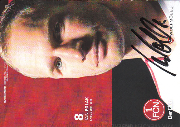 Jan Polak 1. FC Nurnberg 2014/15 SPONSOR Podpisova karta autogram