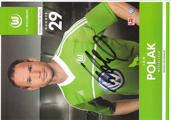 Jan Polak VfL Wolfsburg 2012/13 Podpisova karta autogram