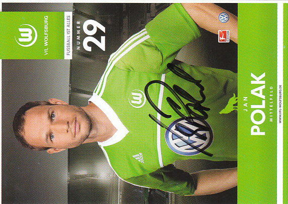 Jan Polak VfL Wolfsburg 2012/13 Podpisova karta autogram
